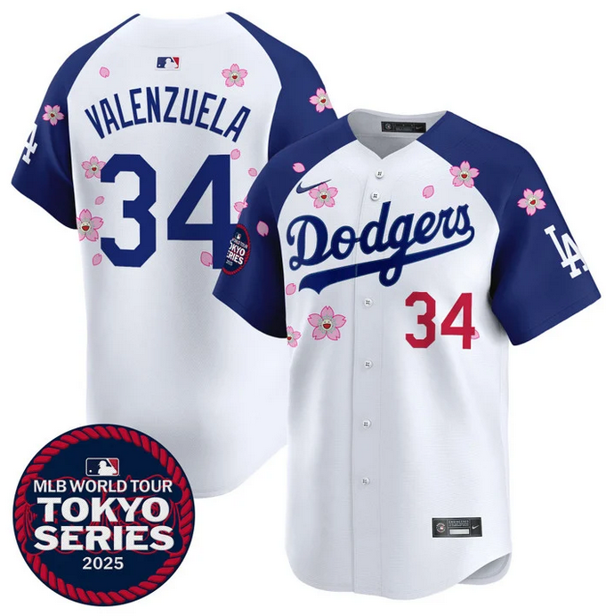 Men Los Angeles Dodgers #34 Valenzuela Tokyo Series 2025 white Limited Stitched Jersey->los angeles dodgers->MLB Jersey